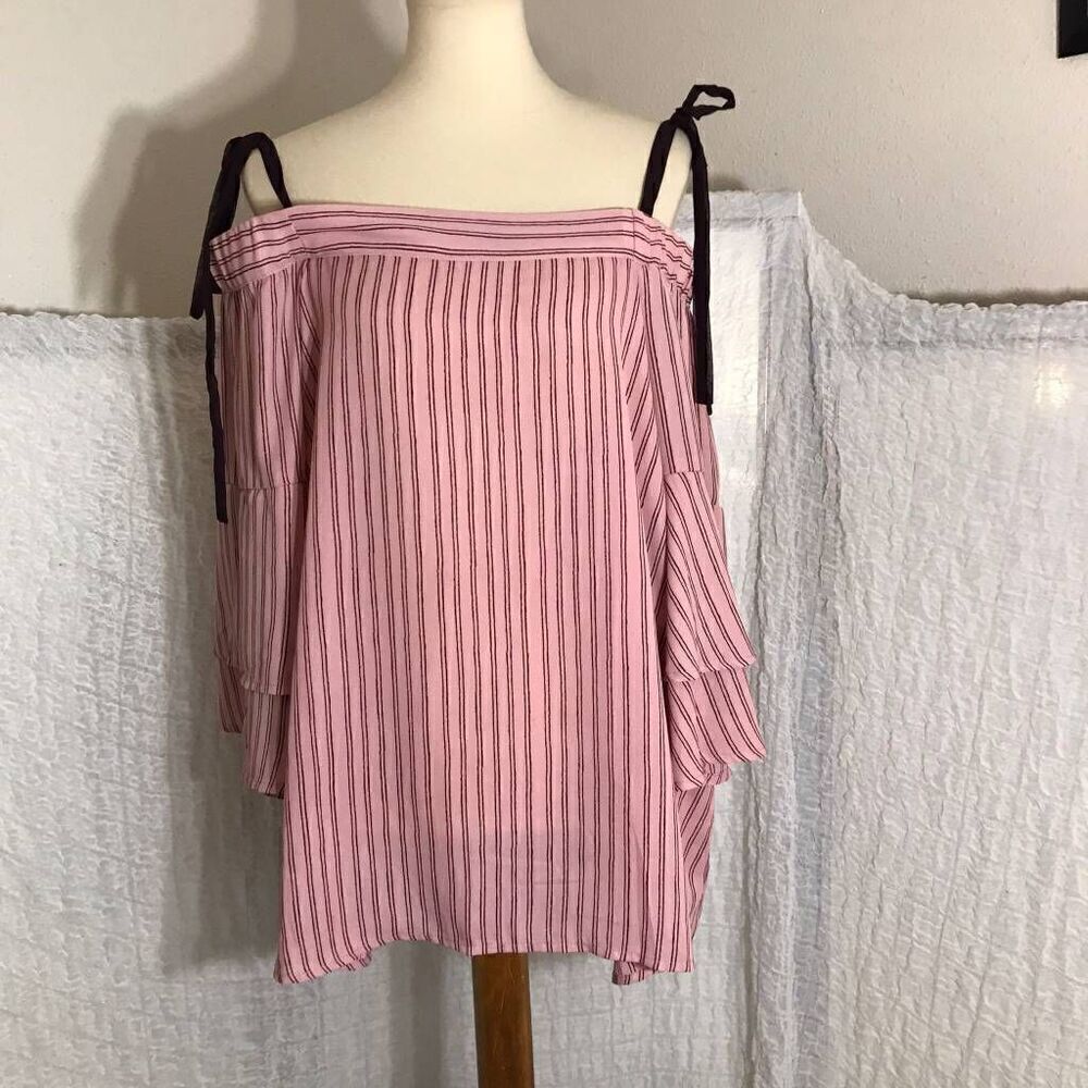 7th Avenue Design Studio New York & Company Pink Peasant Top Size XL